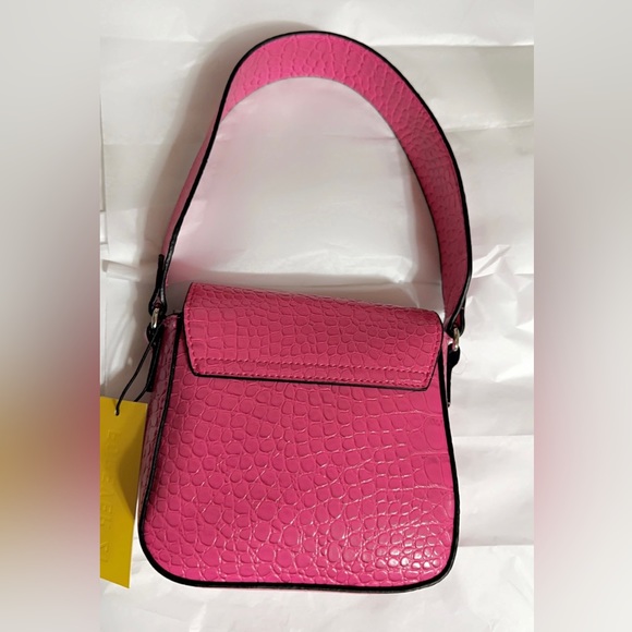 NWT Forever 21 PINK Faux Croc Leather Crossbody Bag AND 6.5” x 6”Removable Strap - Picture 6 of 9